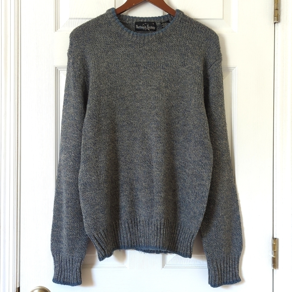 Northwest Territory 90's Vintage Classic Wool Blend Knit Crewneck Sweater Blue L